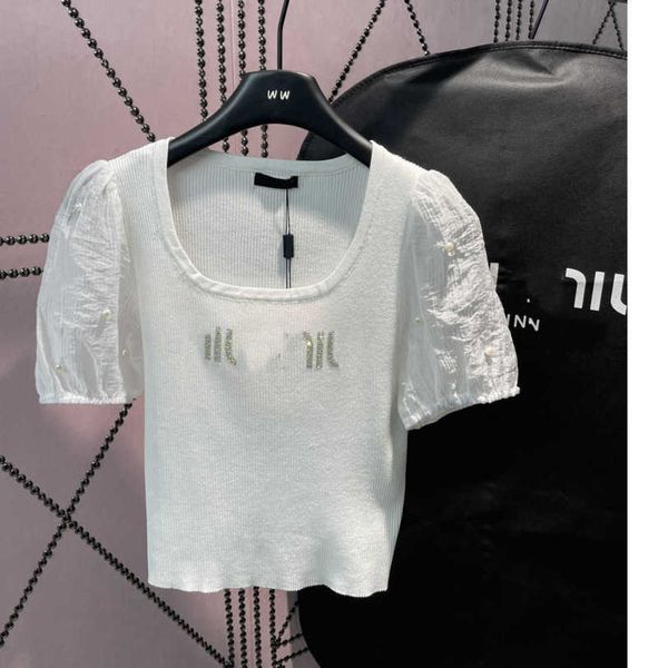 23ss womens designer clothing womens knits ironing drill logo spell sleeve pearl knitted slimming and slimming womens clothes a1, White
23ss womens designer clothing womens knits ironing drill logo spell sleeve pearl knitted slimming and slimming womens clothes a1, White