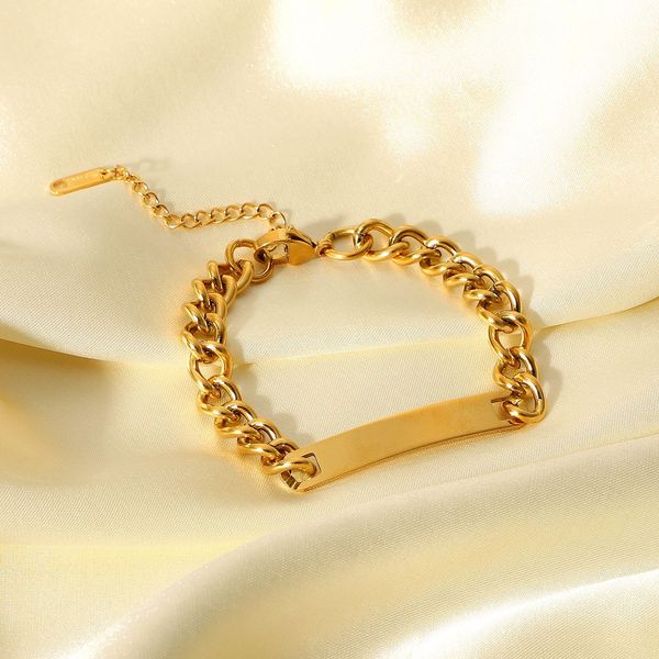 cuban chain bracelet net red blogger same style stainless steel gold-plated women men's hip hop style bracelet hand decoration nameplat, Black
cuban chain bracelet net red blogger same style stainless steel gold-plated women men's hip hop style bracelet hand decoration nameplat, Black