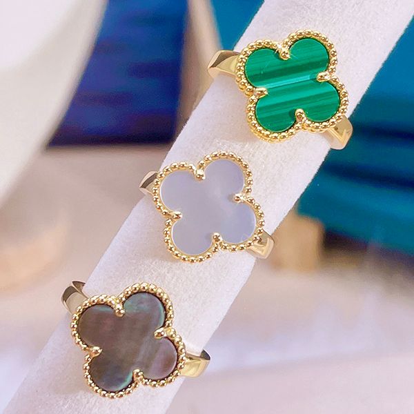 four leaf clover ring natural shell gemstone gold plated 18k for woman designer t0p highest counter advanced materials european size anniver, Silver
four leaf clover ring natural shell gemstone gold plated 18k for woman designer t0p highest counter advanced materials european size anniver, Silver