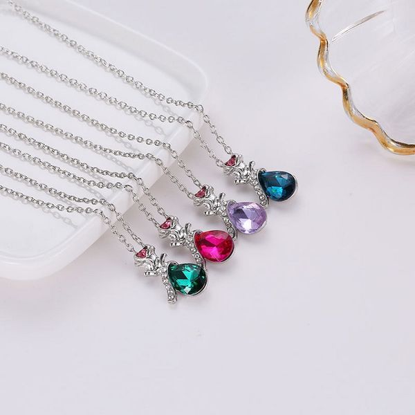 women jewelry water droplets pendant necklace inlaid superior rhinestone crystal twinkle non fading valentine's gift plating white k ro, Silver
women jewelry water droplets pendant necklace inlaid superior rhinestone crystal twinkle non fading valentine's gift plating white k ro, Silver