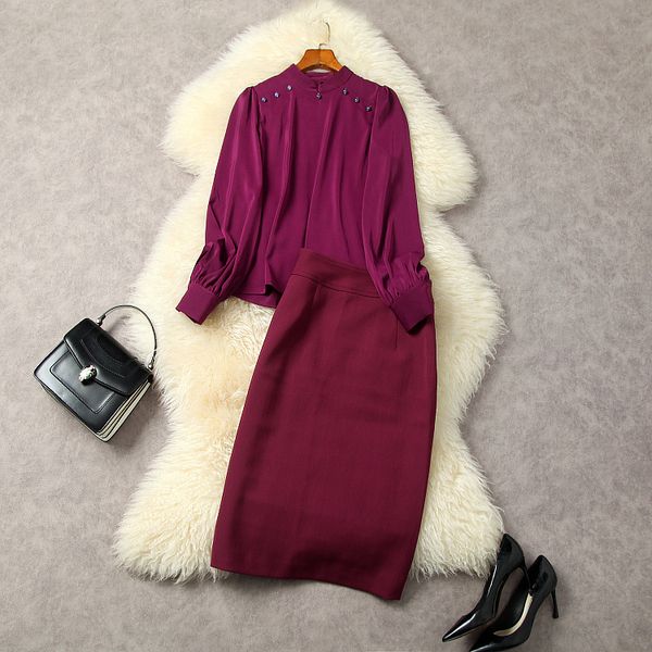 two piece dress european and american women's clothes 2023 spring new long sleeved stand collar beaded shirt purple skirt fashion suit, White
two piece dress european and american women's clothes 2023 spring new long sleeved stand collar beaded shirt purple skirt fashion suit, White