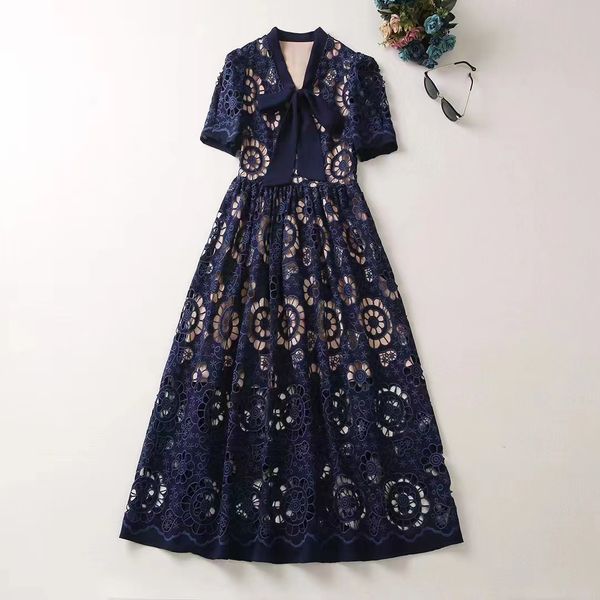 casual dresses european and american women's clothes 2023 spring new short sleeve bow collar hollowed out water soluble flowers pleated, Black;gray
casual dresses european and american women's clothes 2023 spring new short sleeve bow collar hollowed out water soluble flowers pleated, Black;gray