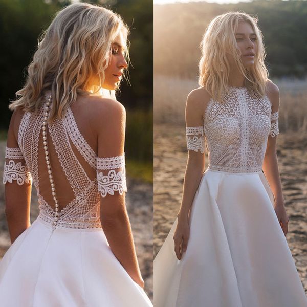 satin bohemian wedding dress for brides 2023 off the shoulder lace halter boho bridal gown with detachable sleeves vestidos de noiva robe de, White
satin bohemian wedding dress for brides 2023 off the shoulder lace halter boho bridal gown with detachable sleeves vestidos de noiva robe de, White