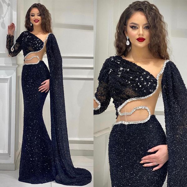 glamorous mermaid prom dresses art deco-inspired neck long sleeves hollow shining beads sequins satin zipper floor length custom made party, Black
glamorous mermaid prom dresses art deco-inspired neck long sleeves hollow shining beads sequins satin zipper floor length custom made party, Black