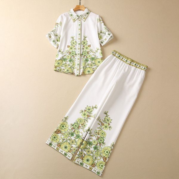 european and american women's clothes 2023 spring new printed shirt short sleeves elastic-waisted wide-leg pants fashion suit, White
european and american women's clothes 2023 spring new printed shirt short sleeves elastic-waisted wide-leg pants fashion suit, White