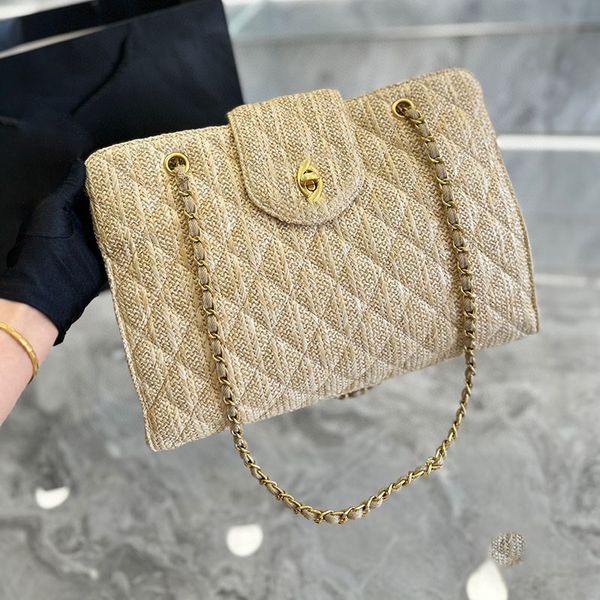 luxurys handbags classic vintage straw tote bag with flap and gold tone chain medium size beach shoulder bag for women 35cm
luxurys handbags classic vintage straw tote bag with flap and gold tone chain medium size beach shoulder bag for women 35cm