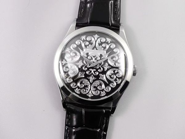 fl luxury watch pp 5088 series carved calatrava windcolor 38.6mm black enamel swirl pattern and vine pattern 240 movement frequency 28,800 t, Slivery;brown
fl luxury watch pp 5088 series carved calatrava windcolor 38.6mm black enamel swirl pattern and vine pattern 240 movement frequency 28,800 t, Slivery;brown