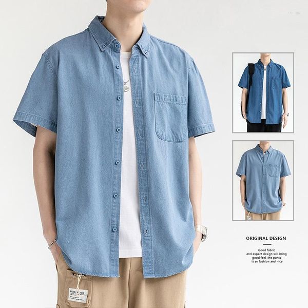 men's casual shirts men's short sleeve denim shirt 2023 summer arrivals tide brand ins american retro loose all-match, White;black
men's casual shirts men's short sleeve denim shirt 2023 summer arrivals tide brand ins american retro loose all-match, White;black