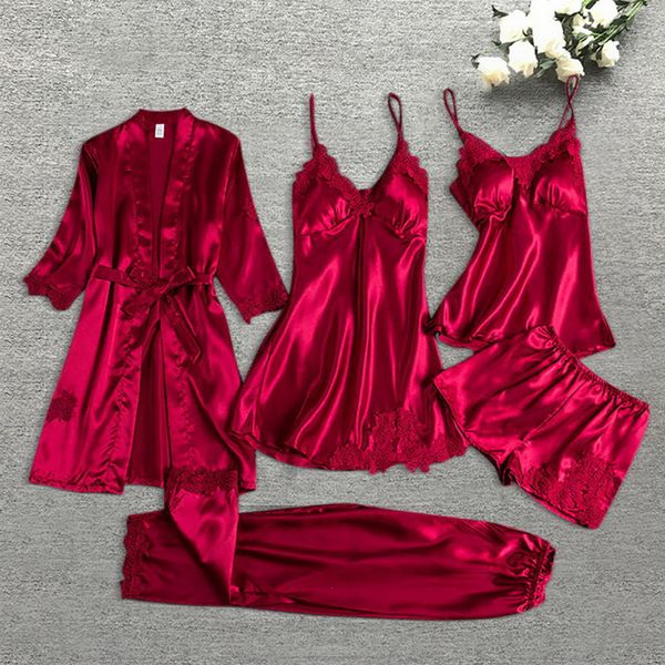 womens sleepwear leepwear female 542pcs pajamas set satin pyjamamas lace patchwork bril wedding nightwear rayon home wear nighty robe suit 2, Black;red
womens sleepwear leepwear female 542pcs pajamas set satin pyjamamas lace patchwork bril wedding nightwear rayon home wear nighty robe suit 2, Black;red