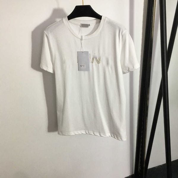 23ss womens t-shirt tee womens designer clothing round neck pure cotton beaded nail drill monogram short sleeve t-shirt womens clothes, White
23ss womens t-shirt tee womens designer clothing round neck pure cotton beaded nail drill monogram short sleeve t-shirt womens clothes, White