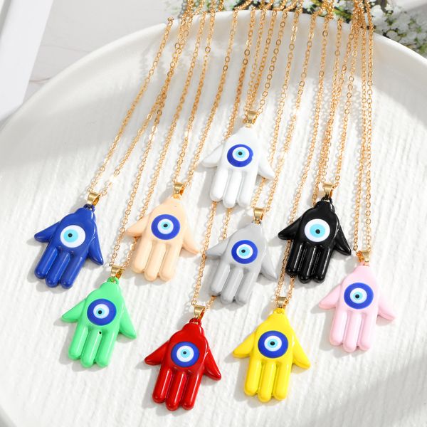s3571 resin fatima palm turkish blue eye pendant necklace for women evil eyes choker necklaces, Silver
s3571 resin fatima palm turkish blue eye pendant necklace for women evil eyes choker necklaces, Silver