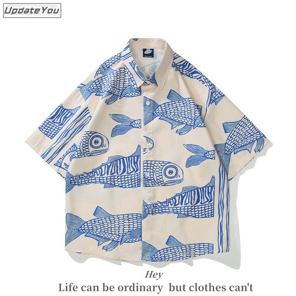 men's casual shirts summer oversized american style streetwear fashion small fish print personalized mens casual shirts 230414, White;black
men's casual shirts summer oversized american style streetwear fashion small fish print personalized mens casual shirts 230414, White;black