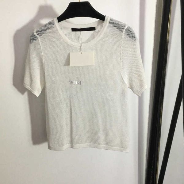 23ss designer womens knits womens designer clothing embroidered monogram hollowed out perspective short sleeve knit sports t-shirt womens c, White
23ss designer womens knits womens designer clothing embroidered monogram hollowed out perspective short sleeve knit sports t-shirt womens c, White