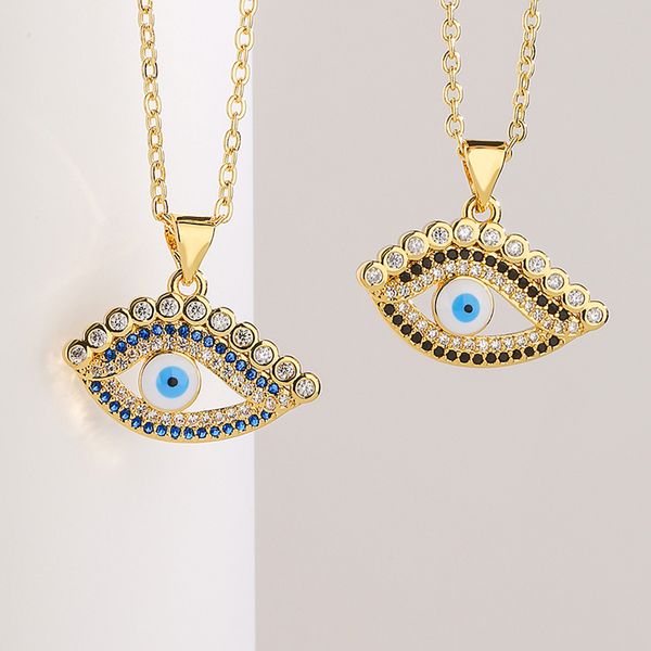 s3578 copper 18k gold plaid zircon enamel turkish blue eye pendant necklace for women evil eyes choker necklaces, Silver
s3578 copper 18k gold plaid zircon enamel turkish blue eye pendant necklace for women evil eyes choker necklaces, Silver
