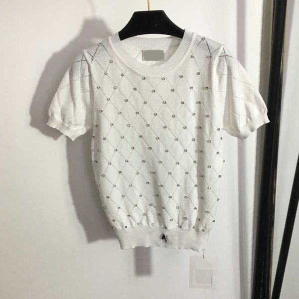 23ss womens knits designer womens designer clothing embroidered alphabet nail drill diamond plaid short-sleeved sweater womens clothes a1, White
23ss womens knits designer womens designer clothing embroidered alphabet nail drill diamond plaid short-sleeved sweater womens clothes a1, White
