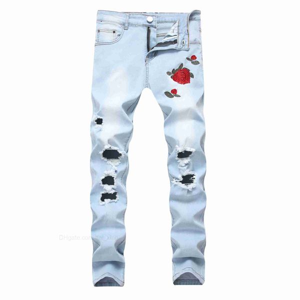 rose embroidery floral jeans hommes ripped holes design jeans mens hip hop slim blue black denim pant plus size
rose embroidery floral jeans hommes ripped holes design jeans mens hip hop slim blue black denim pant plus size