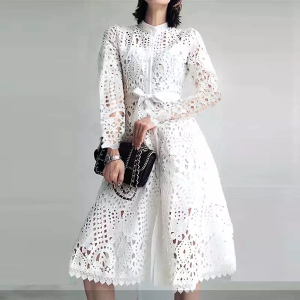 casual dresses french vintage autumn floral embroidery white lace dress women single breasted patchwork hollow out long sleeve sashes vestid, Black;gray
casual dresses french vintage autumn floral embroidery white lace dress women single breasted patchwork hollow out long sleeve sashes vestid, Black;gray