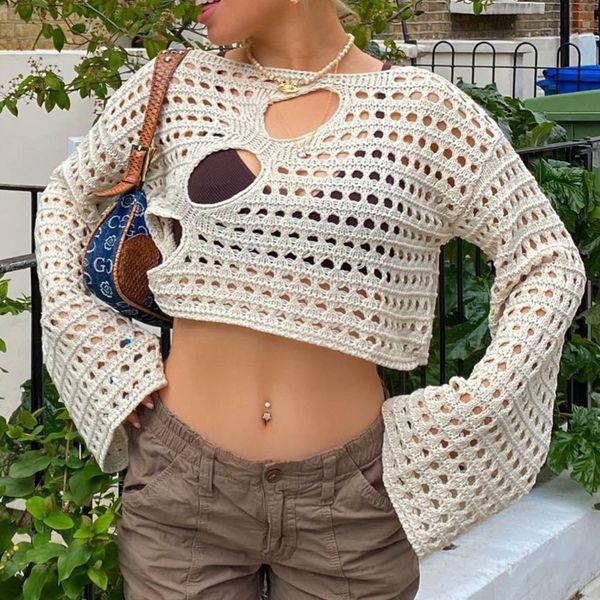 women's t-shirt doury womens y2k cover up hollow out long flared sleeve crochet knitted crop boho y2k tee loose t shirts for teen girl, White
women's t-shirt doury womens y2k cover up hollow out long flared sleeve crochet knitted crop boho y2k tee loose t shirts for teen girl, White