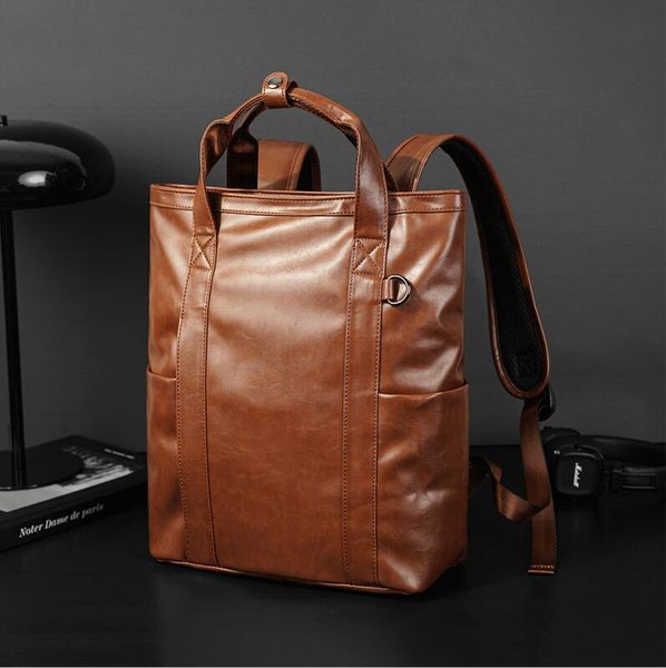 Wholesale shoulder bags simple Joker solid color men computer bag college style retro student backpacks large-capacity padded leather leisure travel backpack, Brown
Wholesale shoulder bags simple Joker solid color men computer bag college style retro student backpacks large-capacity padded leather leisure travel backpack, Brown