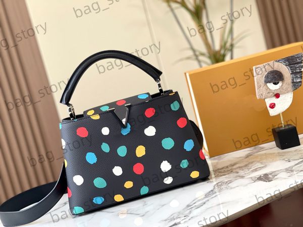 women capucines bb handbag x yk 3d colorful dots shoulder bag stylish handle removable strap snap hook crossbody bags m21663 m21637
women capucines bb handbag x yk 3d colorful dots shoulder bag stylish handle removable strap snap hook crossbody bags m21663 m21637