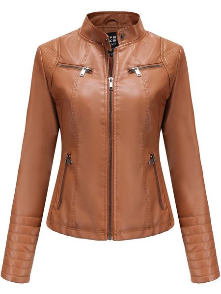 jackets women faux leather jacket autumn winter long sleeve plus size fashion ladies solid zipper biker coat female casual outwear, Black;brown
jackets women faux leather jacket autumn winter long sleeve plus size fashion ladies solid zipper biker coat female casual outwear, Black;brown