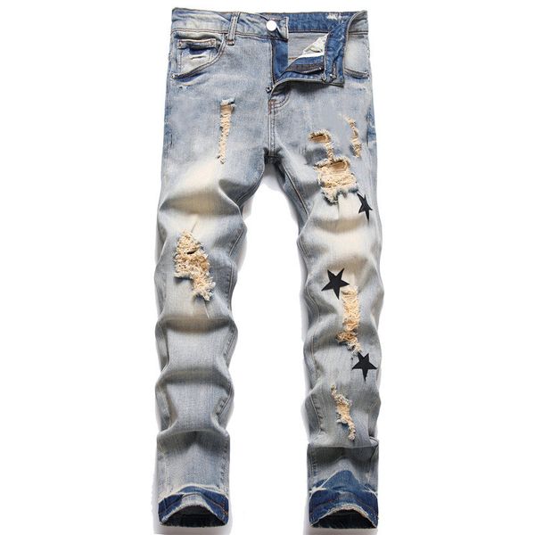 jeans pants for men ripped denim hole vaqueros para mujer jeans desig wholesale hippop sticker embroidery straight streetwear skinny fitting, Blue
jeans pants for men ripped denim hole vaqueros para mujer jeans desig wholesale hippop sticker embroidery straight streetwear skinny fitting, Blue