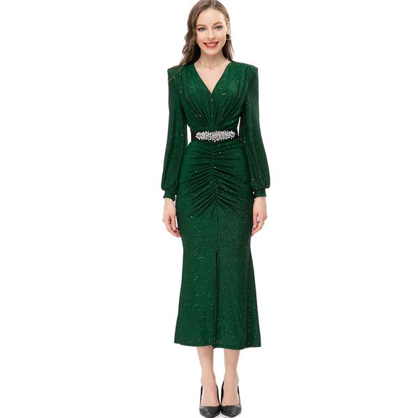 women's runway dresses v neck long sleeves ruched sheath fashion split vestidos, Black
women's runway dresses v neck long sleeves ruched sheath fashion split vestidos, Black