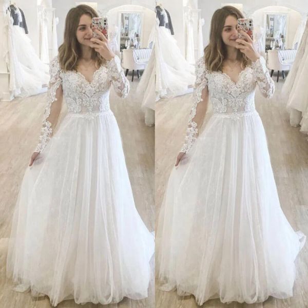 2023 gorgeous wedding dresses bridal gown long slevees lace applique a line tulle scalloped floor length garden plus size custom made garden, White
2023 gorgeous wedding dresses bridal gown long slevees lace applique a line tulle scalloped floor length garden plus size custom made garden, White