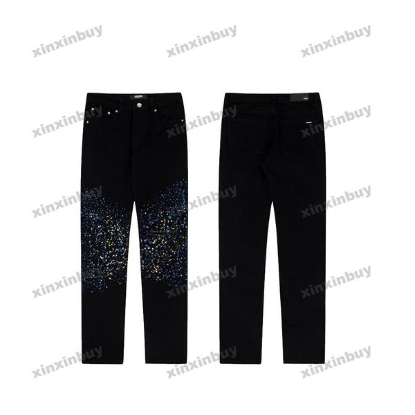 xinxinbuy men women designer pant destroyed letter splashing paint slim fit elastic jeans spring summer casual pants black gray m-2xl, Black;brown
xinxinbuy men women designer pant destroyed letter splashing paint slim fit elastic jeans spring summer casual pants black gray m-2xl, Black;brown