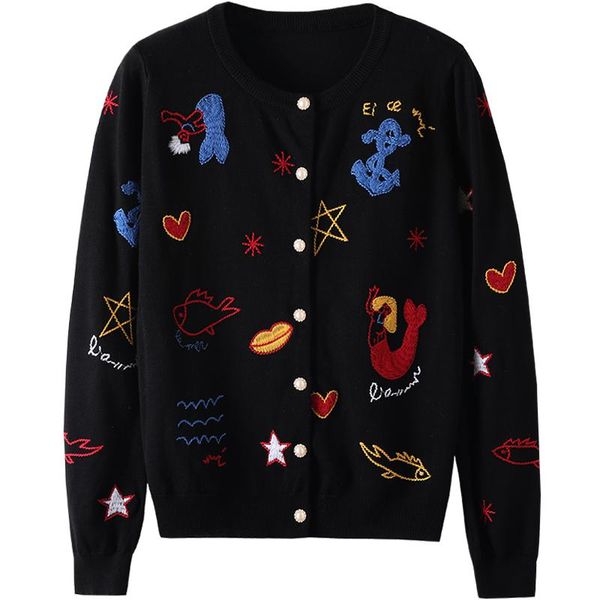 sweaters 2022 korean spring cardigan fashion women clothes sweet cartoon embroidery sweater coat cute jacket pearl buttons cardigans, White;black
sweaters 2022 korean spring cardigan fashion women clothes sweet cartoon embroidery sweater coat cute jacket pearl buttons cardigans, White;black