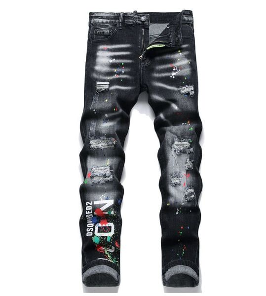 men's jeans dsquare european and american luxury designer d2 slim fit elastic embroidery pants fashion swing paint clothing us size 28-, Black
men's jeans dsquare european and american luxury designer d2 slim fit elastic embroidery pants fashion swing paint clothing us size 28-, Black