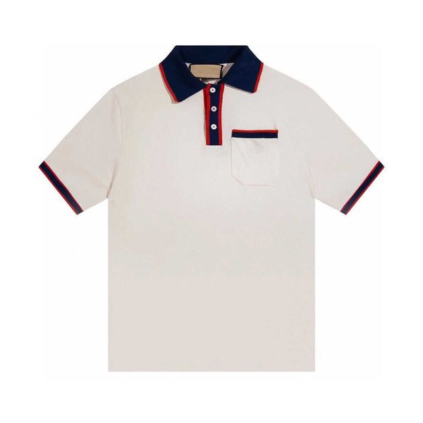 

designer summer new polo shirt men and women with the same paragraph pocket logo classic collision half-sleeve short-sleeved, White