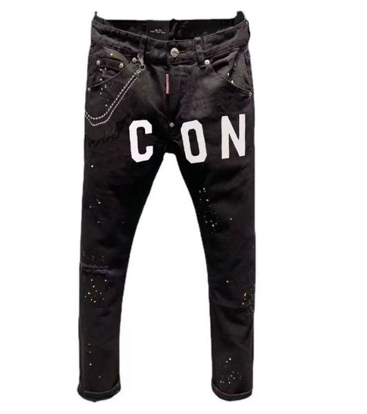 men's jeans dsquare european and american luxury designer d2 slim fit elastic embroidery pants fashion swing paint clothing us size 28-, Black
men's jeans dsquare european and american luxury designer d2 slim fit elastic embroidery pants fashion swing paint clothing us size 28-, Black