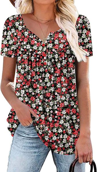 onlypuff summer for women short sleeve tunic flowy floral v neck henley top, Red;black
onlypuff summer for women short sleeve tunic flowy floral v neck henley top, Red;black