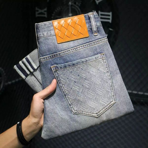 designer men's jeans work pants wide-mouth pants washed embroidery simple ringer jeans european and american style elastic wear-resista, Blue
designer men's jeans work pants wide-mouth pants washed embroidery simple ringer jeans european and american style elastic wear-resista, Blue