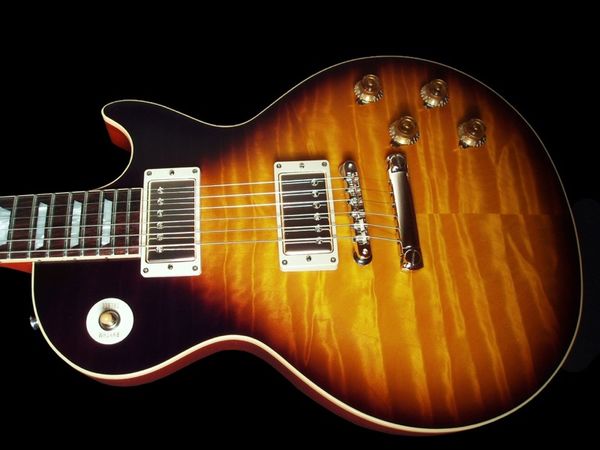 standard electric guitar vintage sunburst color mahogany body rosewood fingerboard tiger maple chrome hardware258
standard electric guitar vintage sunburst color mahogany body rosewood fingerboard tiger maple chrome hardware258