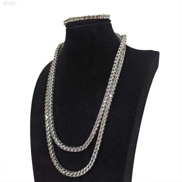 white gold plated copper tennis chain bracelet corundum gemstone hip hop necklace, Silver
white gold plated copper tennis chain bracelet corundum gemstone hip hop necklace, Silver