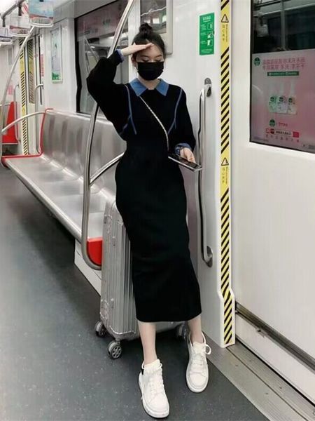 black denim lapel sweater dress new women's long sleeve and calf dress in spring and autumn and winter /s-xl, Black;gray
black denim lapel sweater dress new women's long sleeve and calf dress in spring and autumn and winter /s-xl, Black;gray