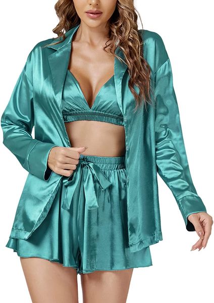 lyaner womens 3 pieces satin cami shorts pajamas rope set crop sleepwear lingerie loungewear set, Red;black
lyaner womens 3 pieces satin cami shorts pajamas rope set crop sleepwear lingerie loungewear set, Red;black