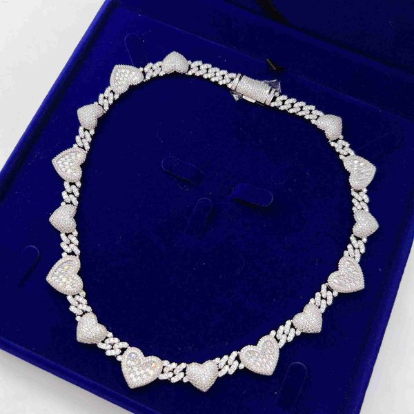 new arrivals fashion iced out 925 sterling silver vvs moissanite cuban link chain