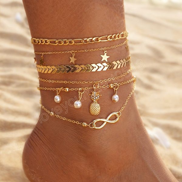 gold color star pineapple pearl pendant charm anklet for women bohemia geometric chains anklets set fashion jewelry, Red;blue
gold color star pineapple pearl pendant charm anklet for women bohemia geometric chains anklets set fashion jewelry, Red;blue