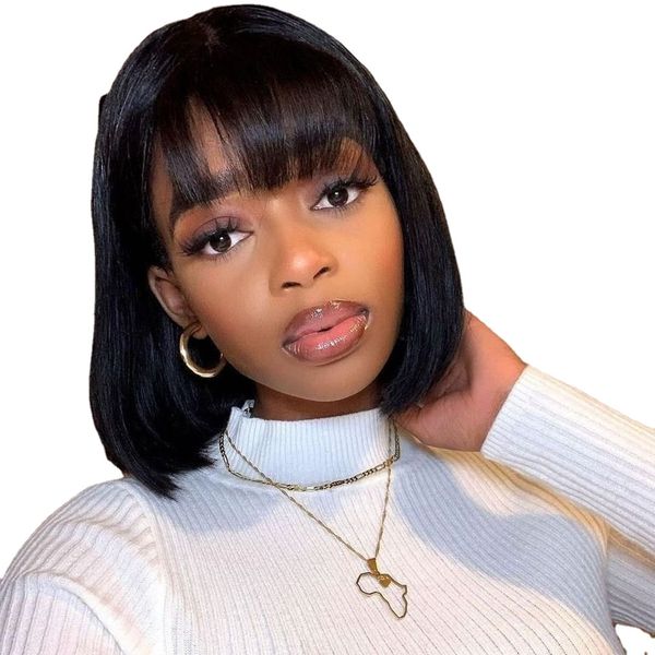 short bob wig with bangs bone straight human hair wigs 180% density full machine made wig human hair glueless fringe wig, Black;brown
short bob wig with bangs bone straight human hair wigs 180% density full machine made wig human hair glueless fringe wig, Black;brown