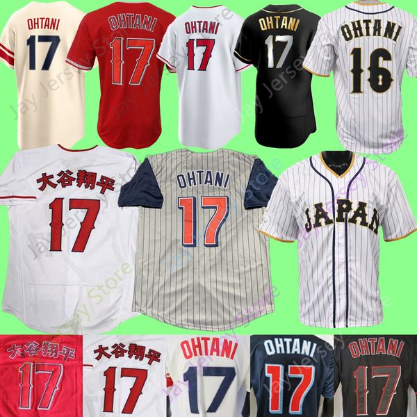 Image of Shohei Ohtani Baseball Jersey City Fans Player Kanji Black Fashion Golden Grey White Red Navy Pinstripe Pullover