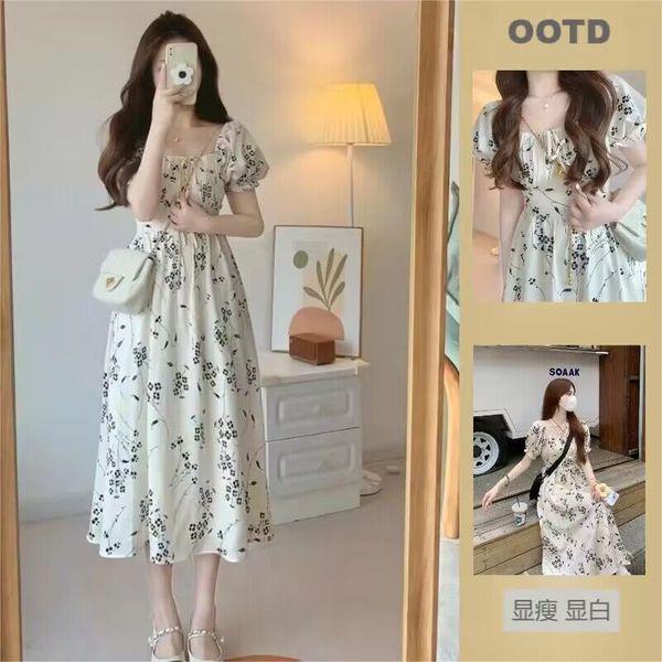 floral color matching square neck dress chiffon polyester one-piece mid-waist dress new petite women's dress in spring and summer /s-xl, Black;gray
floral color matching square neck dress chiffon polyester one-piece mid-waist dress new petite women's dress in spring and summer /s-xl, Black;gray
