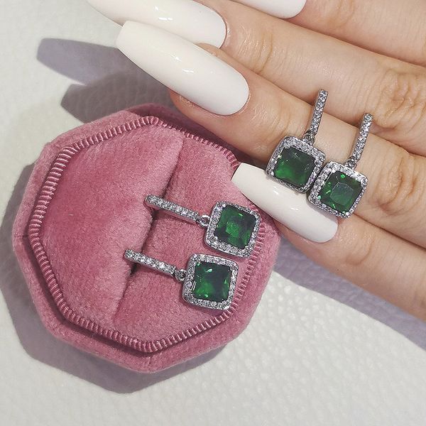 square lab sapphire dangle earring 925 sterling silver party wedding drop earrings for women bridal promise jewelry, Golden;silver 
square lab sapphire dangle earring 925 sterling silver party wedding drop earrings for women bridal promise jewelry, Golden;silver