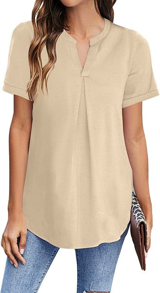 newchoice womens dressy casual summer v neck short sleeve blouses loose work tunic shirts, Red;black
newchoice womens dressy casual summer v neck short sleeve blouses loose work tunic shirts, Red;black