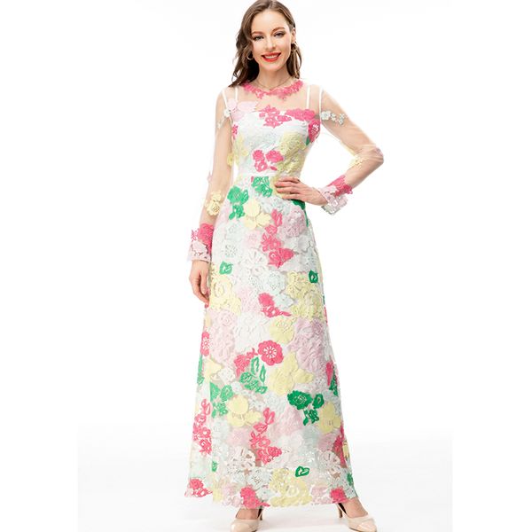 women's runway dresses o neck long sleeves embroidery foral elegant designer party prom gown vestidos, Black
women's runway dresses o neck long sleeves embroidery foral elegant designer party prom gown vestidos, Black