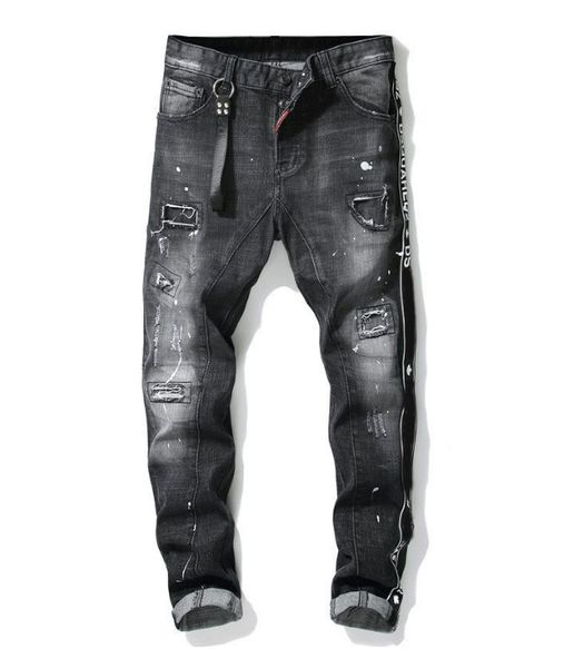 men's jeans dsquare european and american luxury designer d2 slim fit elastic embroidery pants fashion swing paint clothing us size 28-, Black
men's jeans dsquare european and american luxury designer d2 slim fit elastic embroidery pants fashion swing paint clothing us size 28-, Black