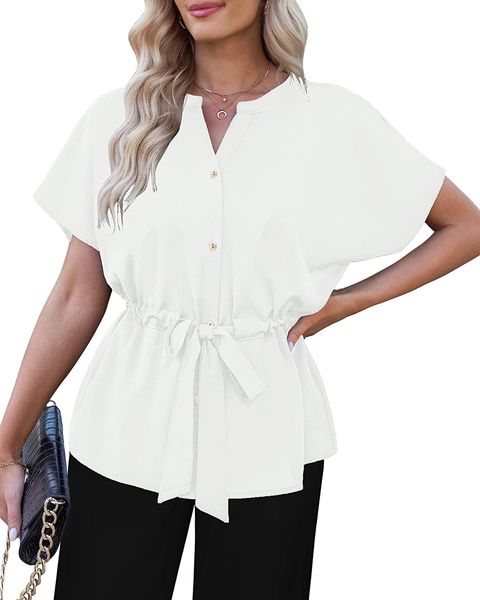 grapent work blouses for women business casual peplum dressy elegant summer button down shirt, Red;black
grapent work blouses for women business casual peplum dressy elegant summer button down shirt, Red;black