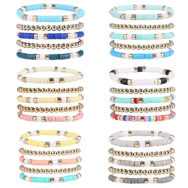 6pcs bohemian colorful stackable bracelet set for women soft clay pottery layering chain elastic bangle female boho jewelry, Golden;silver
6pcs bohemian colorful stackable bracelet set for women soft clay pottery layering chain elastic bangle female boho jewelry, Golden;silver